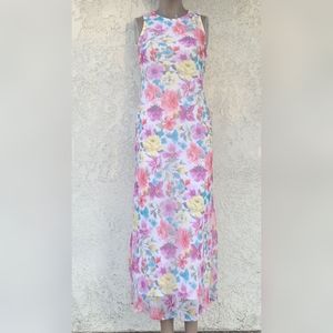 Sleeveless Chiffon Floral Maxi Dress
